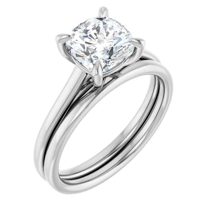Four Claw Cushion Solitaire Engagement Ring