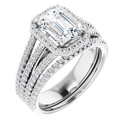 Emerald Halo Style Engagement Ring