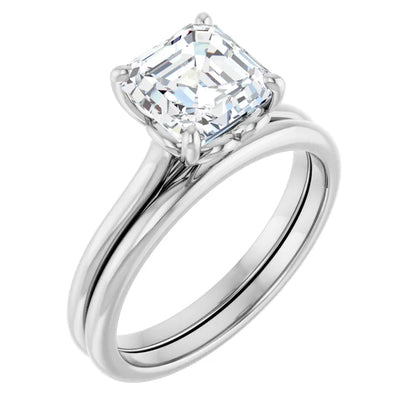 Four Claw Asscher Solitaire Engagement Ring
