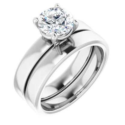 Round Brilliant Wide Band Solitaire Engagement Ring