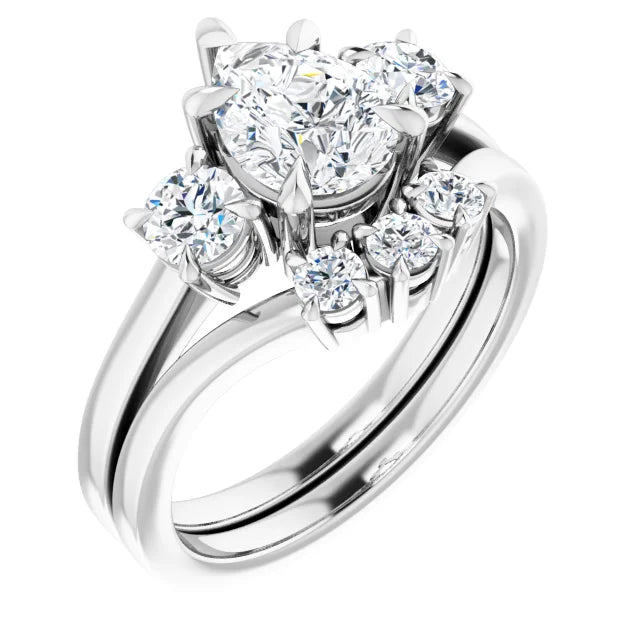 Pear White Gold Tri Stone Moissanite Engagement Ring 