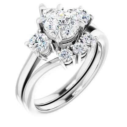 Pear White Gold Tri Stone Moissanite Engagement Ring 