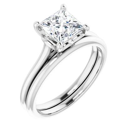 Four Claw Princess Solitaire Engagement Ring