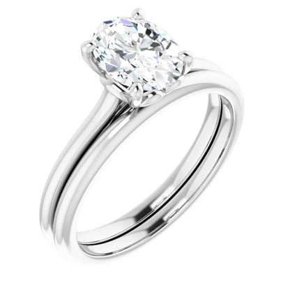 Four Claw Oval Solitaire Engagement Ring