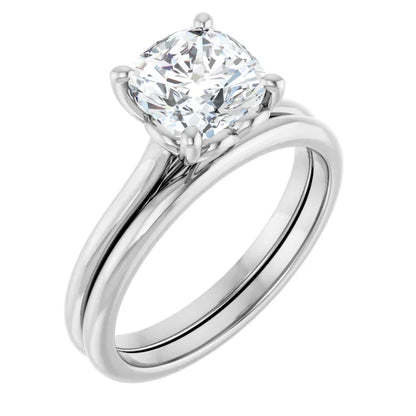 Four Claw Cushion Solitaire Engagement Ring