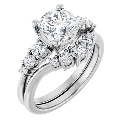 Cushion Multi Stone Accent Style Engagement Ring