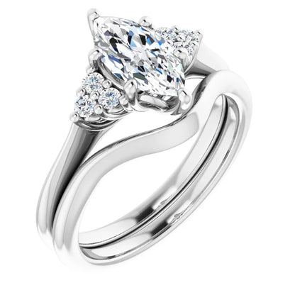 Marquise White Gold Accent Style Moissanite Engagement Ring 