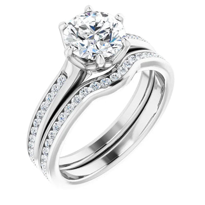 Round Brilliant Six Claw Channel Set Style Engagement Ring