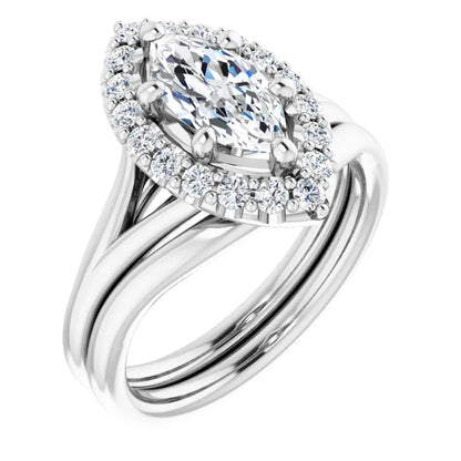 Marquise Halo Style Engagement Ring