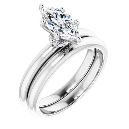 Marquise White Gold Solitaire Moissanite Engagement Ring