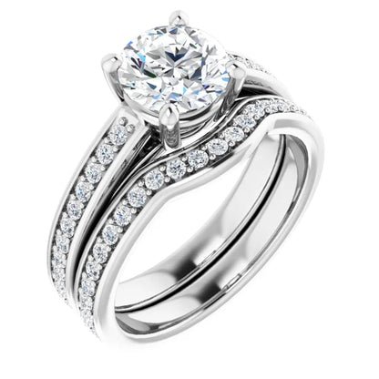 Round Brilliant White Gold Claw Set Style Moissanite Engagement Ring 