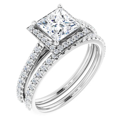 Princess Halo Style Engagement Ring