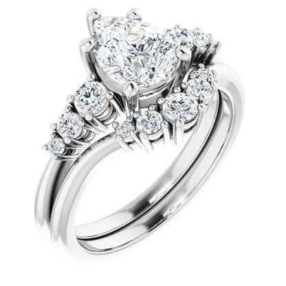 Pear Multi Stone Accent Style Engagement Ring