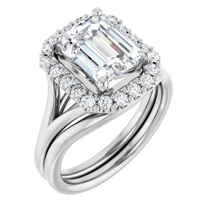 Emerald Halo Style Engagement Ring