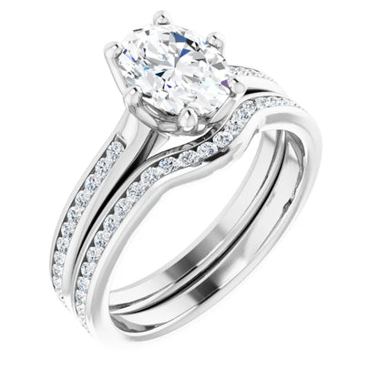 Oval Six Claw Channel Set Style Engagement Ring