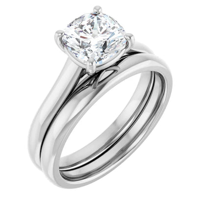 Four Claw Cushion Solitaire Engagement Ring