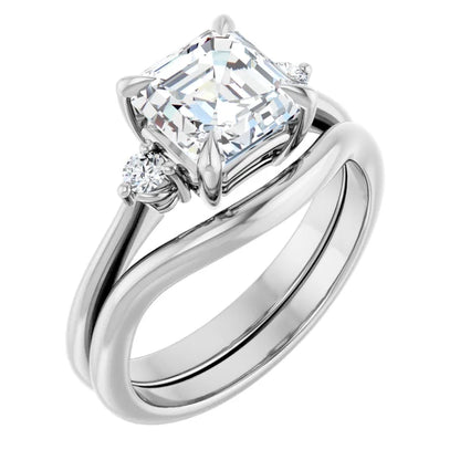 Asscher Accent Engagement Ring