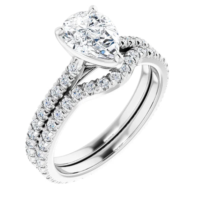 Pear Claw Set Eternity Style Engagement Ring