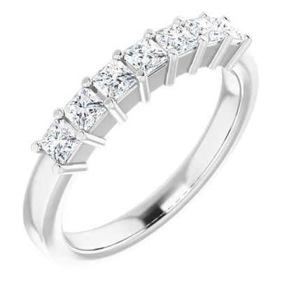 Seven Stone Princess Cut Moissanite Anniversary Band
