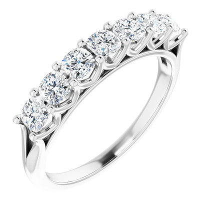 Seven Stone Cushion Cut Moissanite Anniversary Band