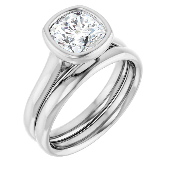 Cushion Solitaire Bezel Engagement Ring