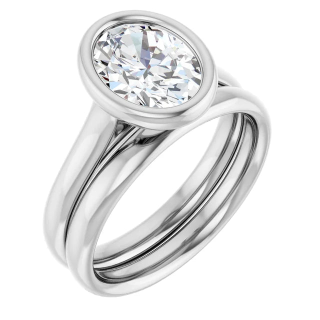 Oval Solitaire Bezel Engagement Ring