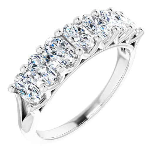 Seven Stone Oval Cut Moissanite Anniversary Band