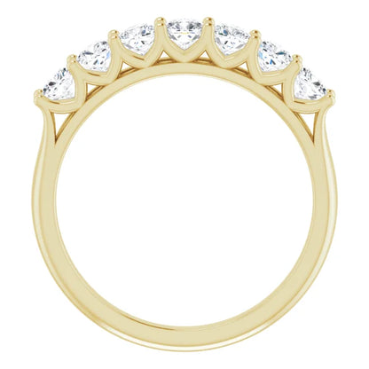 Seven Stone Cushion Cut Moissanite Anniversary Band