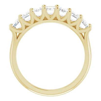 Seven Stone Emerald Cut Moissanite Anniversary Band