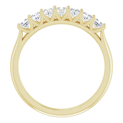 Seven Stone Princess Cut Moissanite Anniversary Band