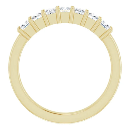 Seven Stone Princess Cut Moissanite Anniversary Band