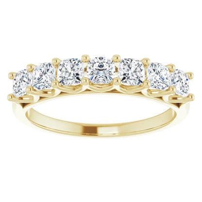Seven Stone Cushion Cut Moissanite Anniversary Band