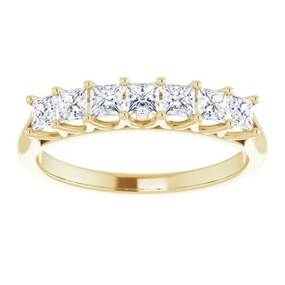Seven Stone Princess Cut Moissanite Anniversary Band