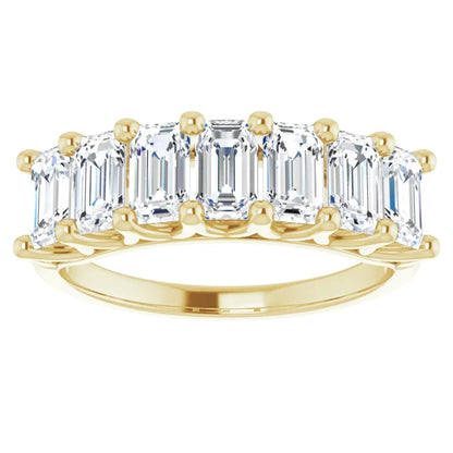 Seven Stone Emerald Cut Moissanite Anniversary Band