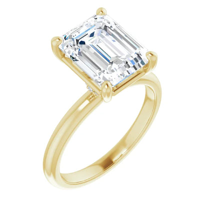Emerald Low Hidden Halo Solitaire Engagement Ring