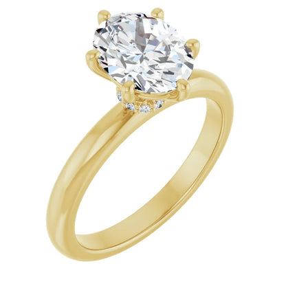 Oval Low Hidden Halo Solitaire Engagement Ring