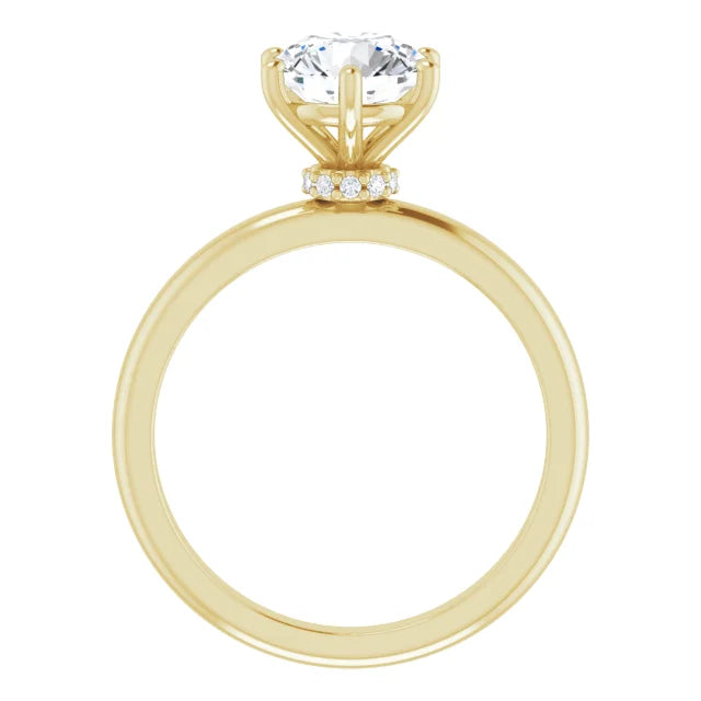 Round Brilliant Low Hidden Halo Solitaire Engagement Ring