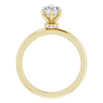 Pear Low Hidden Halo Solitaire Engagement Ring