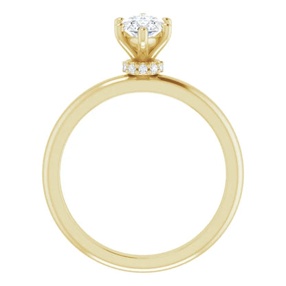 Marquise Low Hidden Halo Solitaire Engagement Ring