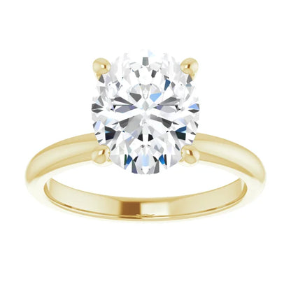 Oval Low Hidden Halo Solitaire Engagement Ring