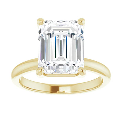 Emerald Low Hidden Halo Solitaire Engagement Ring