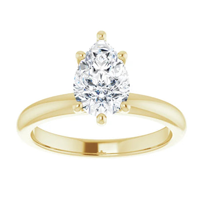 Pear Low Hidden Halo Solitaire Engagement Ring