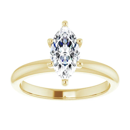 Marquise Low Hidden Halo Solitaire Engagement Ring