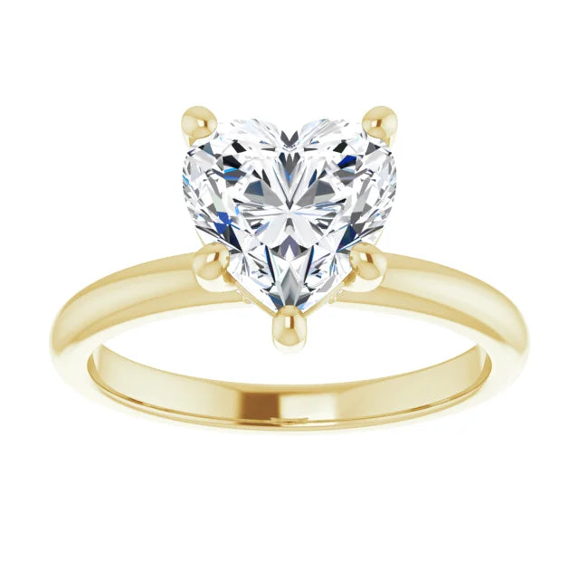 Heart Low Hidden Halo Solitaire Engagement Ring