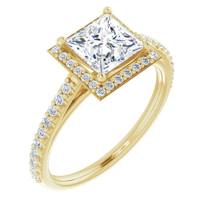 Princess Halo Style Engagement Ring