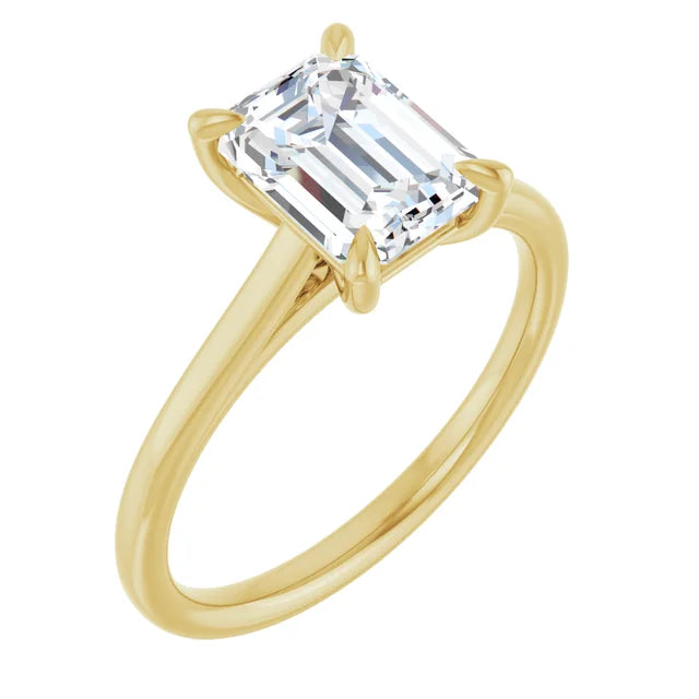 Four Claw Emerald Solitaire Engagement Ring