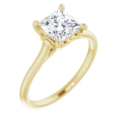 Four Claw Princess Solitaire Engagement Ring