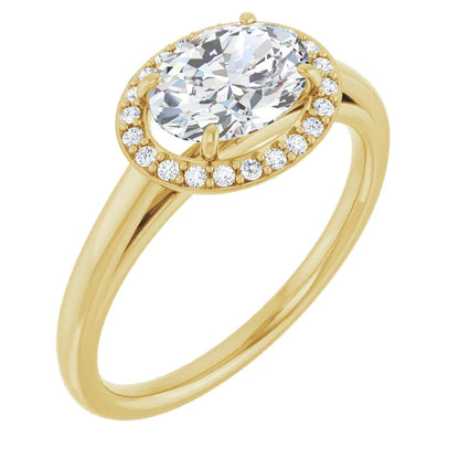 Oval East West Halo Style Engagement Ring