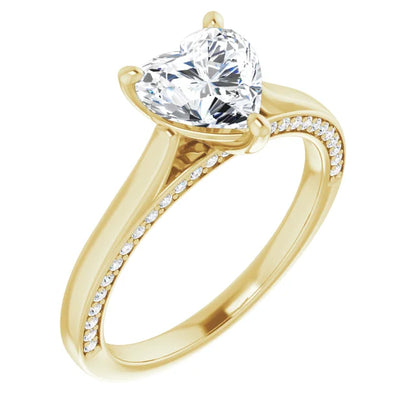 Heart Solitaire & Hidden Diamond Band Engagement Ring