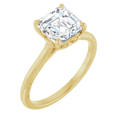 Four Claw Asscher Solitaire Engagement Ring